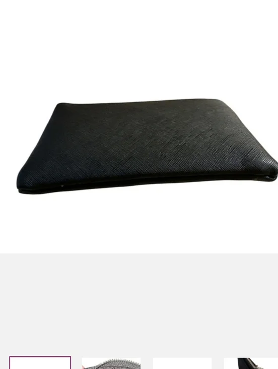 PRADA Black Saffiano Leather Polished Silver Zipper Pouch. - Picture 6 of 11